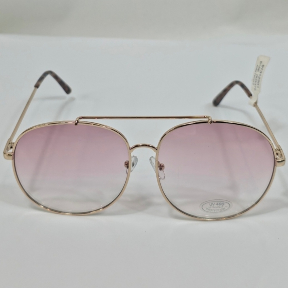 Free People Pasadena Oversized Aviator Sunglasses Gold Pink Lens